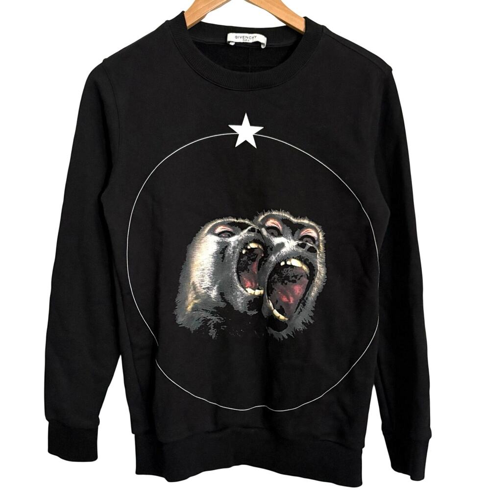 Givenchy Black Monkey Brothers Graphic Sweater Unisex Sz XS Riccardo Tisci Read